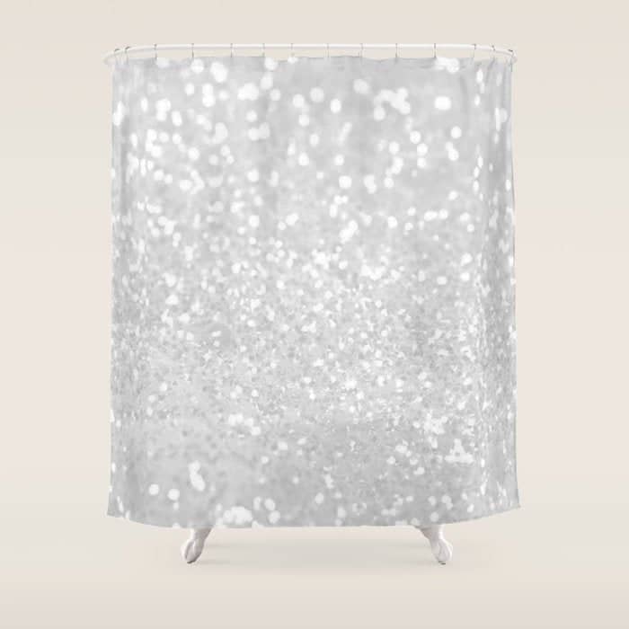 Chic Elegant Glamour White Faux Glitter Shower Curtain