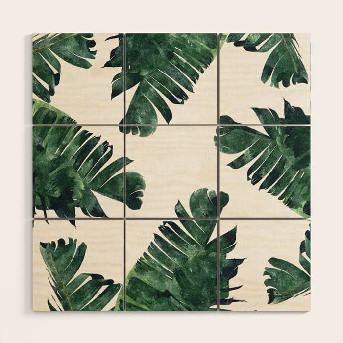 Banana Leaf Watercolor Painting, Tropical Nature Botanical Palm Illustration Bohemian Minimal Luxe Wood Wall Art