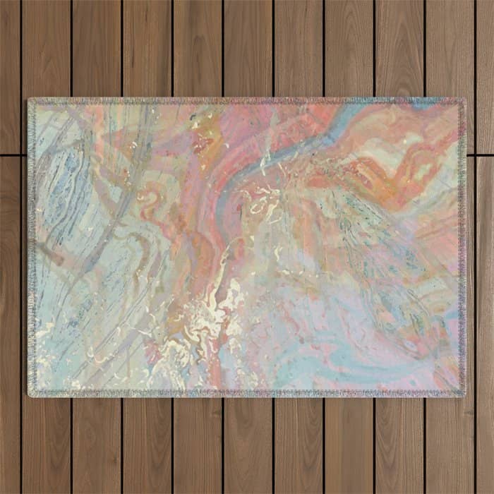 Marble Luxe, Abstract Nature Bohemian Texture, Blush Gold Scandanavian Pastel Neutral Outdoor Rug