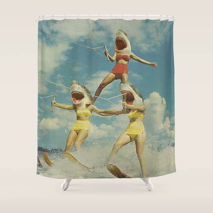 On Evil Beach - Shark Attack Shower Curtain