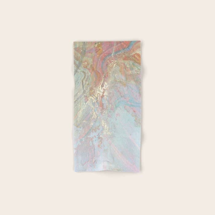 Marble Luxe, Abstract Nature Bohemian Texture, Blush Gold Scandanavian Pastel Neutral Bath Towel
