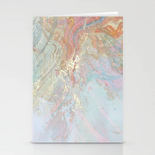 Marble Luxe, Abstract Nature Bohemian Texture, Blush Gold Scandanavian Pastel Neutral Stationery Card