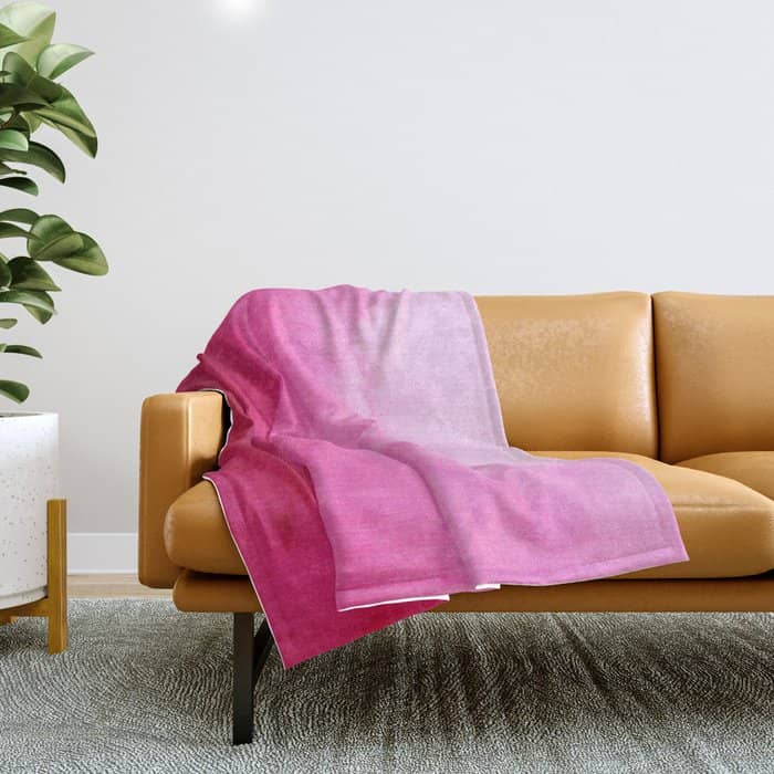 Modern Fuchsia Watercolor Paint Brushtrokes Throw Blanket