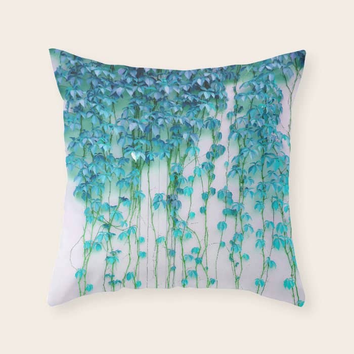 Average Absence, Botanical Minimal Nature Creepers Plants, Tropical Watercolor Bohemian Painting Throw Pillow
