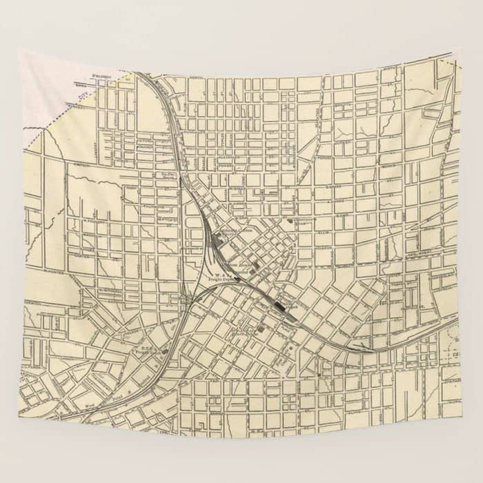 Vintage Map Of Atlanta Georgia (1901) Wall Tapestry