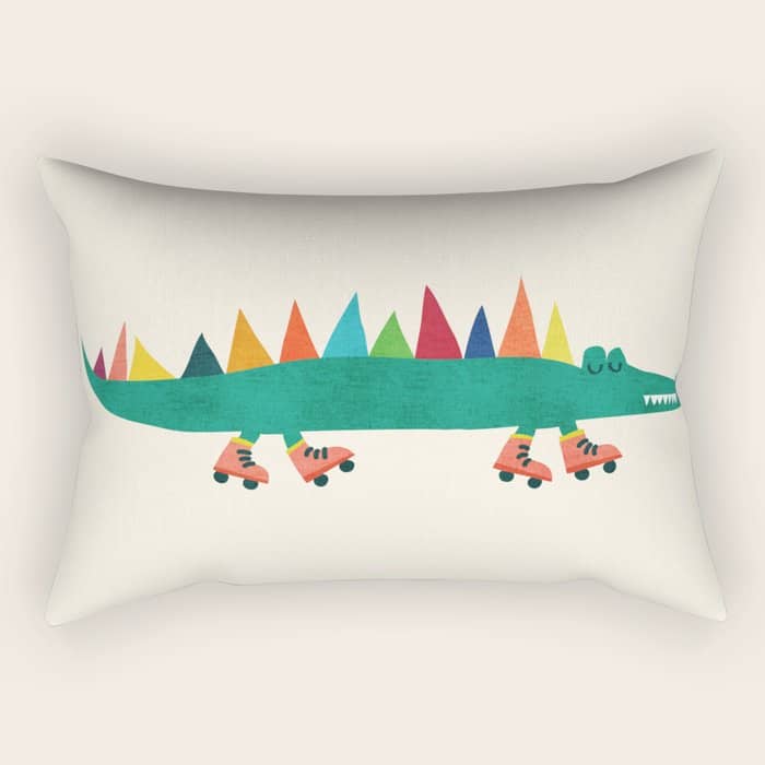 Crocodile On Roller Skates Rectangular Pillow