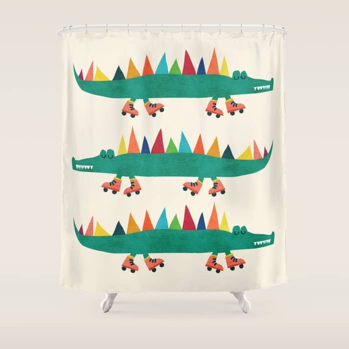 Crocodile On Roller Skates Shower Curtain