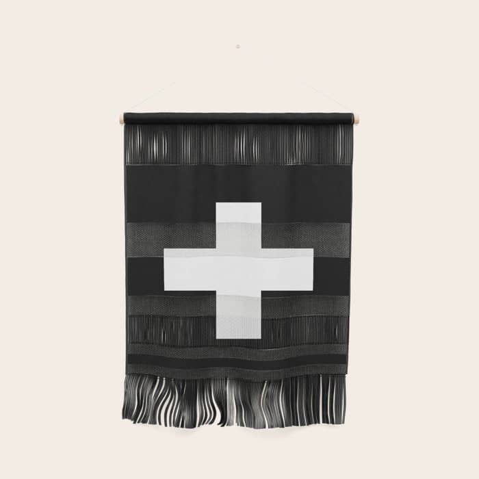 Swiss Cross Black And White Scandinavian Design For Minimalism Home Room Wall Decor Art Apartment Wall Hanging
