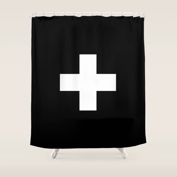 Swiss Cross Black And White Scandinavian Design For Minimalism Home Room Wall Decor Art Apartment Shower Curtain