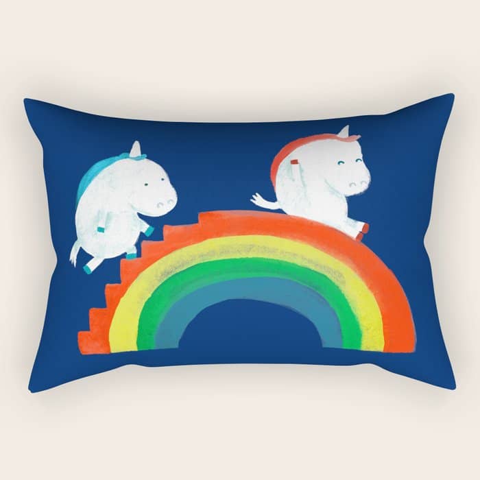Unicorn On Rainbow Slide Rectangular Pillow