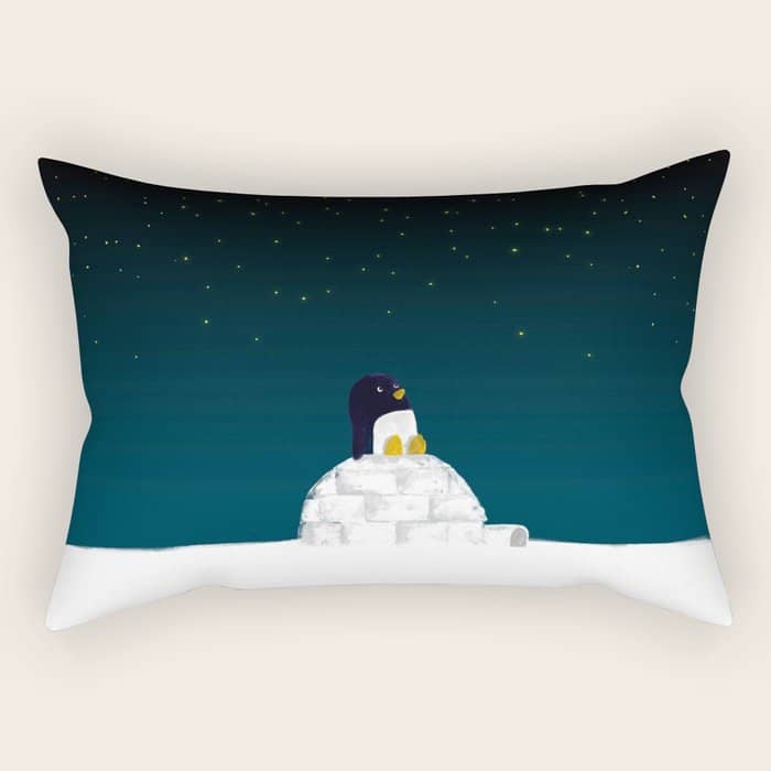 Star Gazing - Penguin'S Dream Of Flying Rectangular Pillow