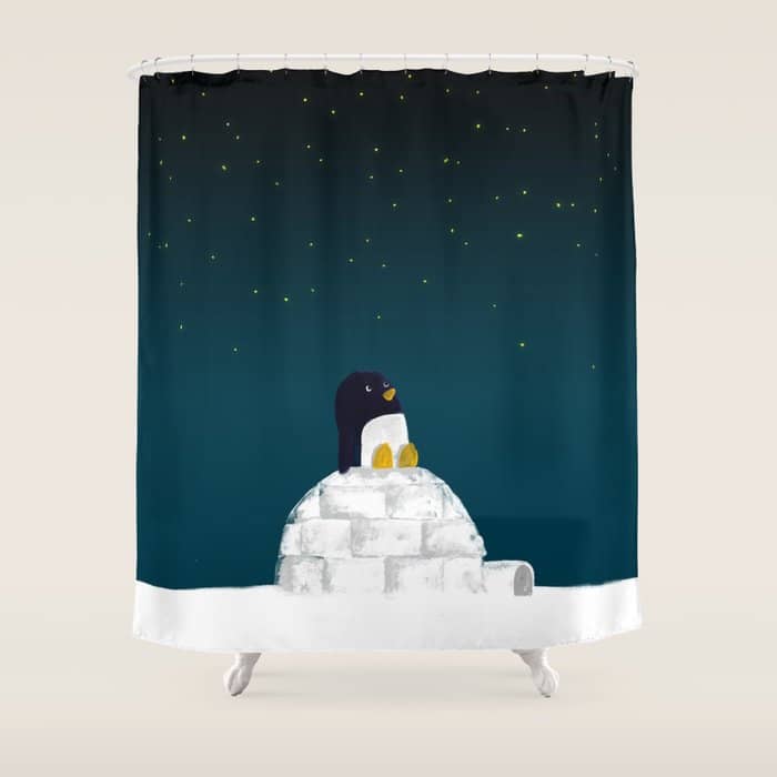 Star Gazing - Penguin'S Dream Of Flying Shower Curtain