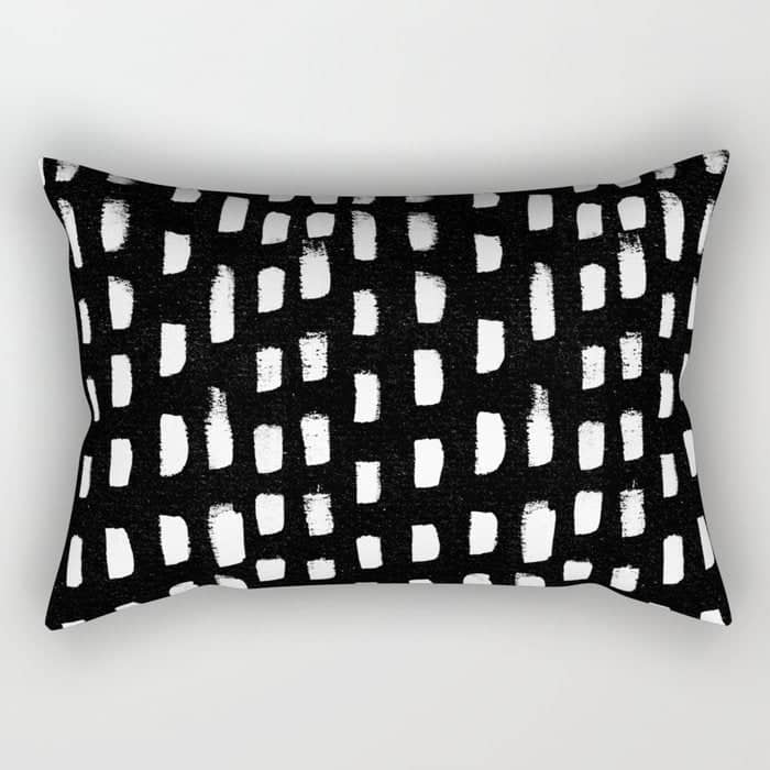 Artistic Modern Black White Paint Brushstrokes Rectangular Pillow