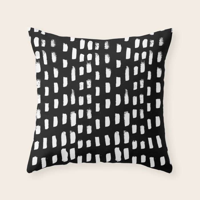 Artistic Modern Black White Paint Brushstrokes Throw Pillow