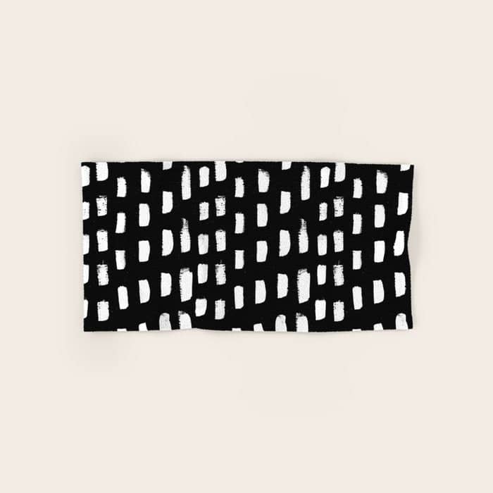 Artistic Modern Black White Paint Brushstrokes Bath Towel