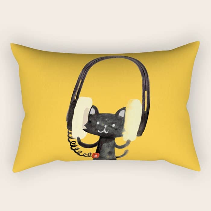 I Love Huge Headphone Rectangular Pillow