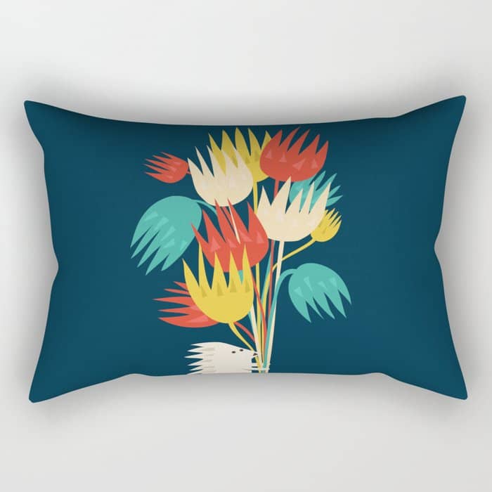 Hedgehog With Flowers Rectangular Pillow