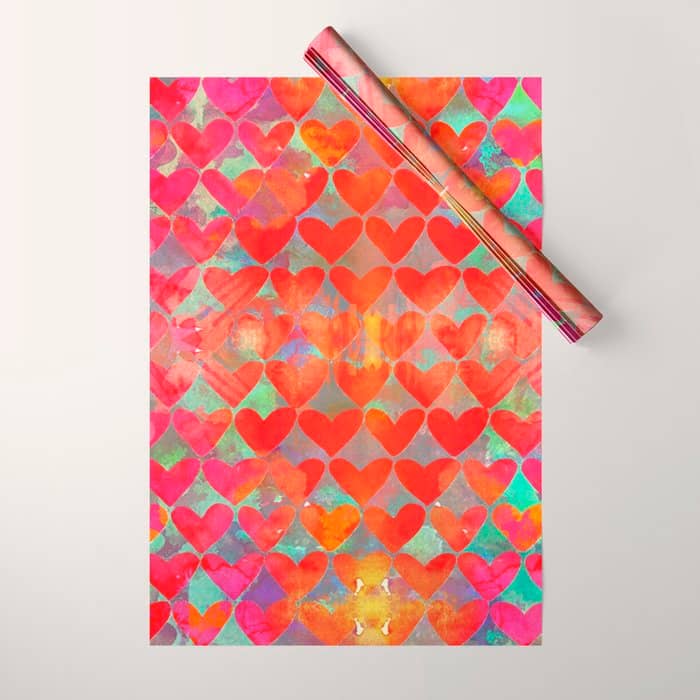 Love Overload, Maximalist Color Pop Red Graphic Hearts, Valentine'S Day Passion Colorful Wrapping Paper