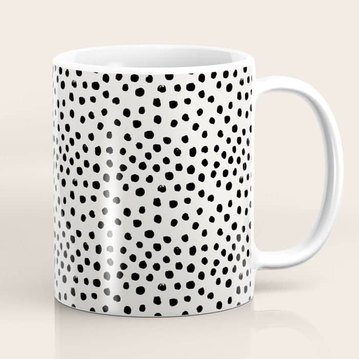 Preppy Brushstroke Free Polka Dots Black And White Spots Dots Dalmation Animal Spots Design Minimal Coffee Mug