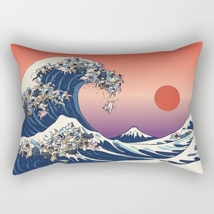 The Great Wave Of  French Bulldog Rectangular Pillow