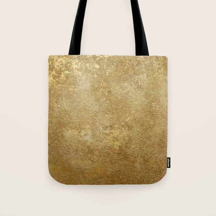 Gold Rush, Golden Shimmer Texture, Exotic Metallic Shine Graphic Design Tote Bag