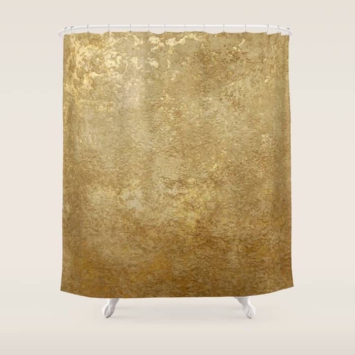 Gold Rush, Golden Shimmer Texture, Exotic Metallic Shine Graphic Design Shower Curtain