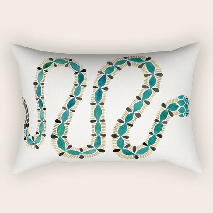 Emerald & Gold Serpent Rectangular Pillow