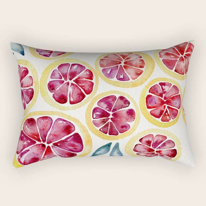 Sliced Grapefruits Watercolor Rectangular Pillow