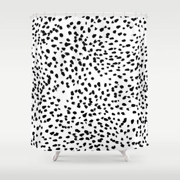 Nadia - Black And White, Animal Print, Dalmatian Spot, Spots, Dots, Bw Shower Curtain