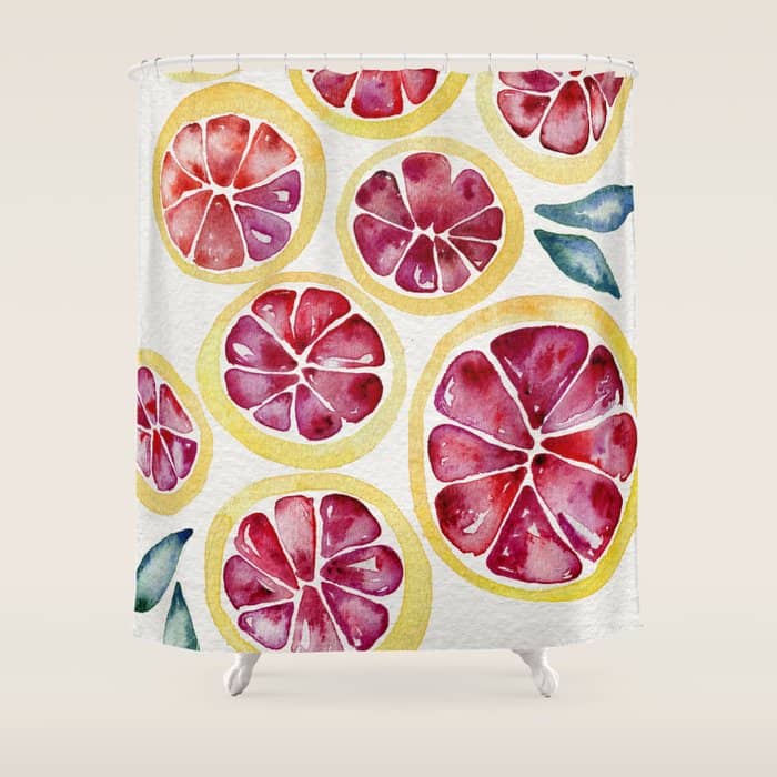 Sliced Grapefruits Watercolor Shower Curtain