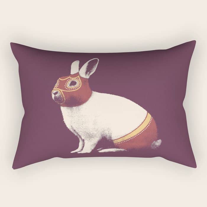 Lapin Catcheur (Rabbit Wrestler) Rectangular Pillow