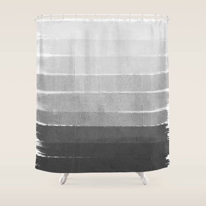 Brushstroke - Ombre Grey, Charcoal, Minimal, Monochrome, Black And White, Trendy,  Painterly Art  Shower Curtain