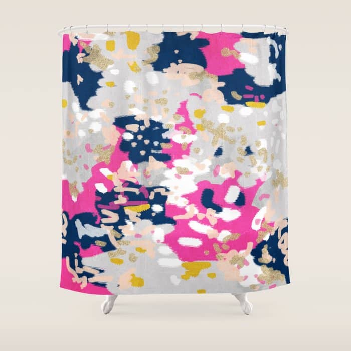 Michel - Abstract, Girly, Trendy Art With Pink, Navy, Blush, Mustard For Cell Phones, Dorm Decor Etc Shower Curtain
