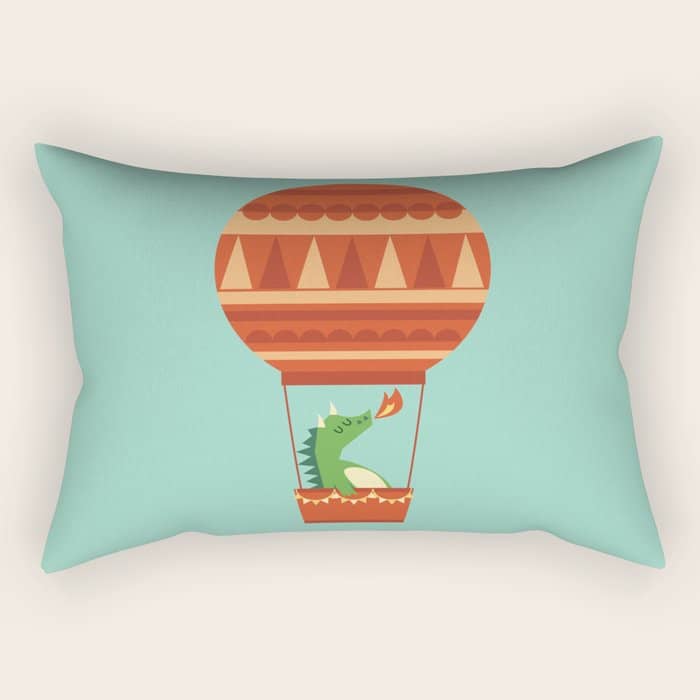 Dragon On Hot Air Balloon Rectangular Pillow