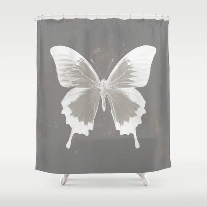 Butterfly On Grunge Surface Shower Curtain