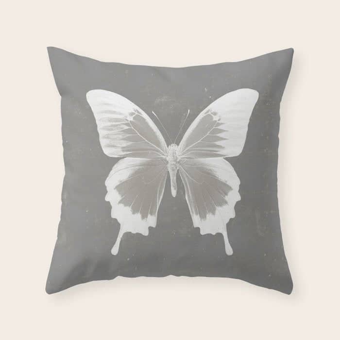 Butterfly On Grunge Surface Throw Pillow