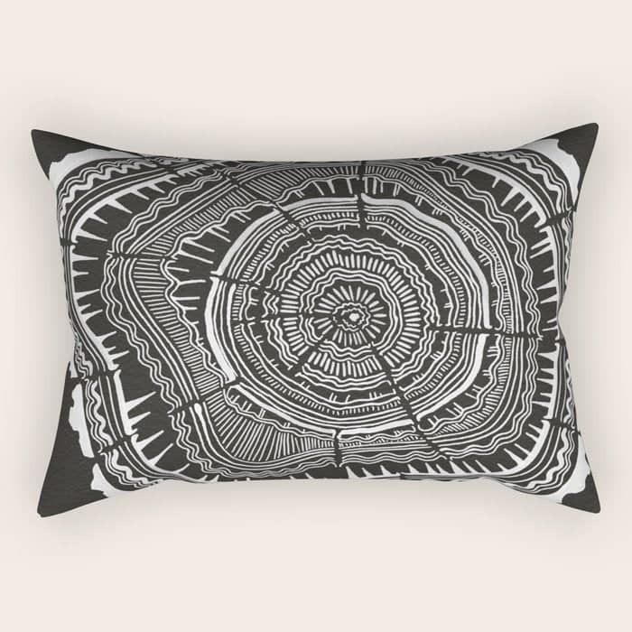 Growth Rings - 65 Years - Black Rectangular Pillow