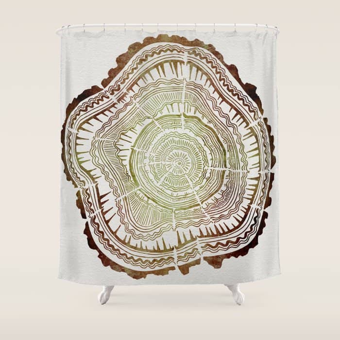 Tree Rings - Watercolor Ombre Shower Curtain
