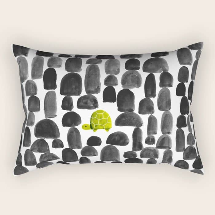 Turtle In Stone Garden Rectangular Pillow