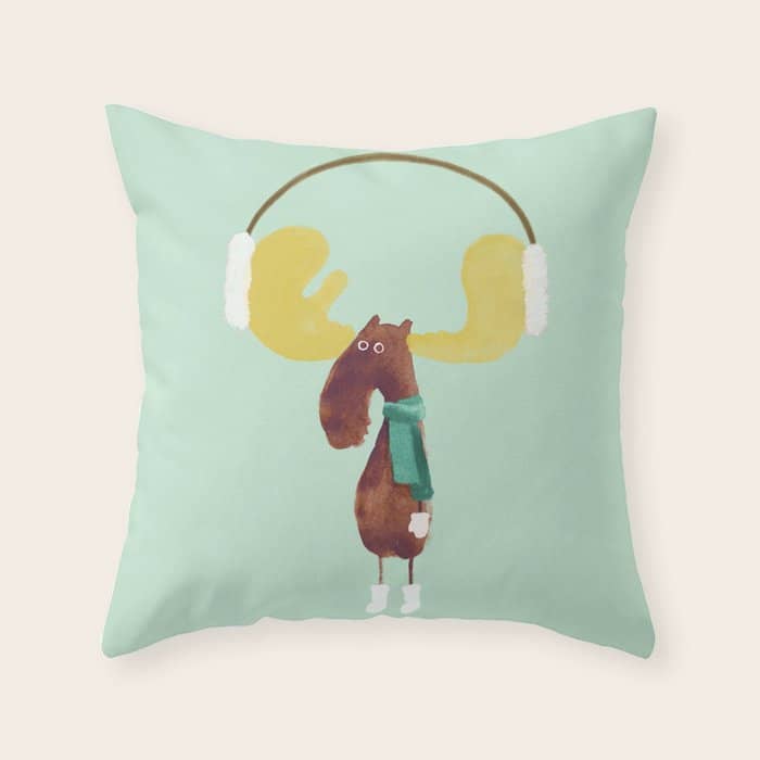This Moose Is Ready For Winter Throw Pillow