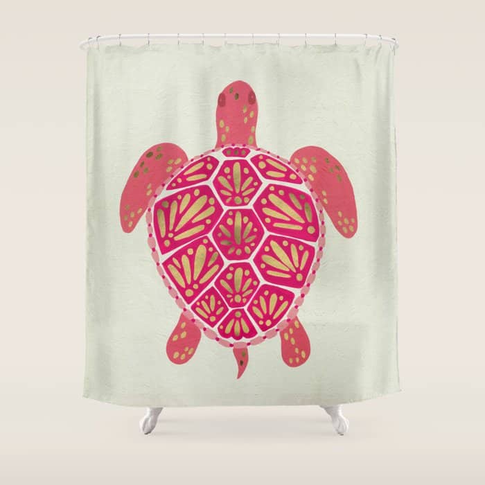 Sea Turtle In Pink & Gold Shower Curtain