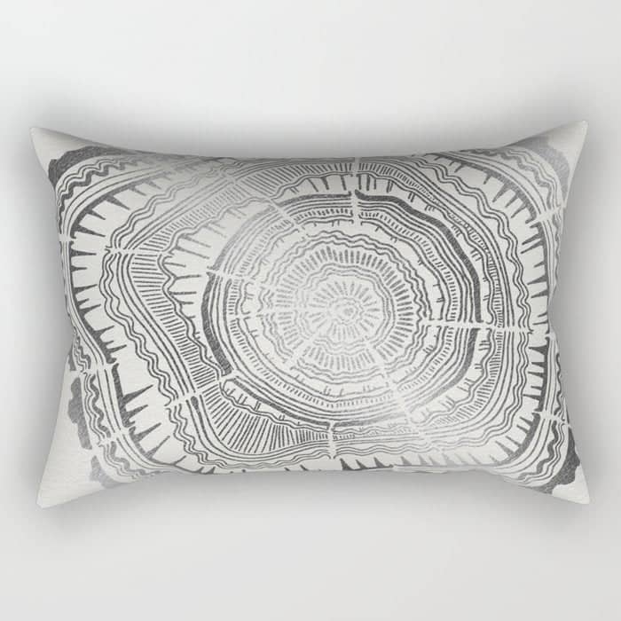 Growth Rings - 65 Years - Silver Rectangular Pillow