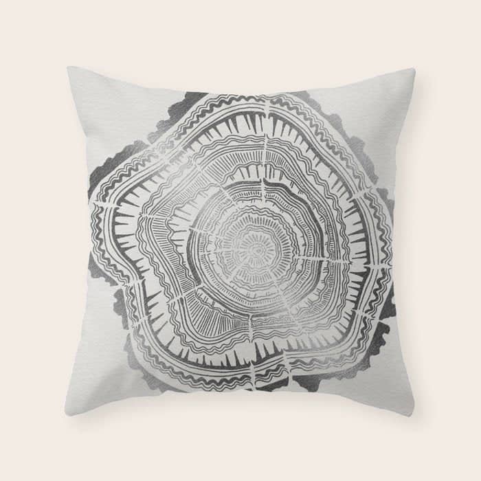 Growth Rings - 65 Years - Silver Throw Pillow