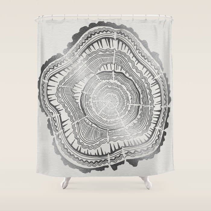 Growth Rings - 65 Years - Silver Shower Curtain