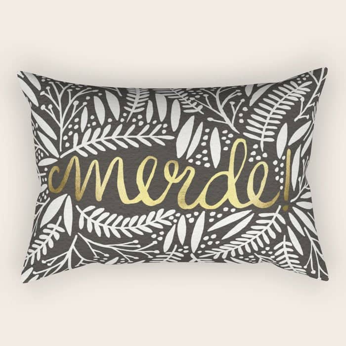 Pardon My French - Gold On Black Rectangular Pillow