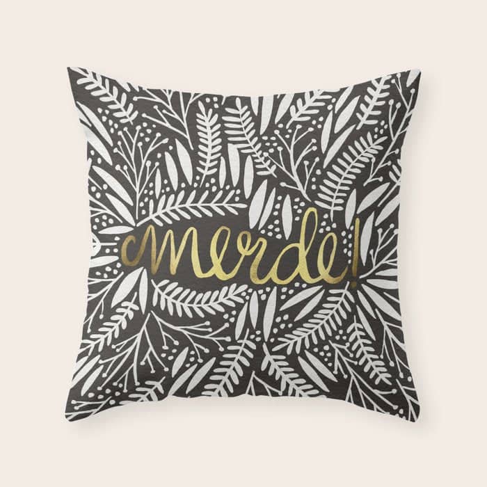 Pardon My French - Gold On Black Throw Pillow