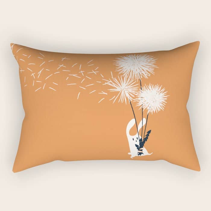 Bunny And Dandelion Bouquet Rectangular Pillow