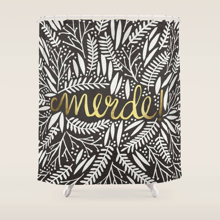 Pardon My French - Gold On Black Shower Curtain