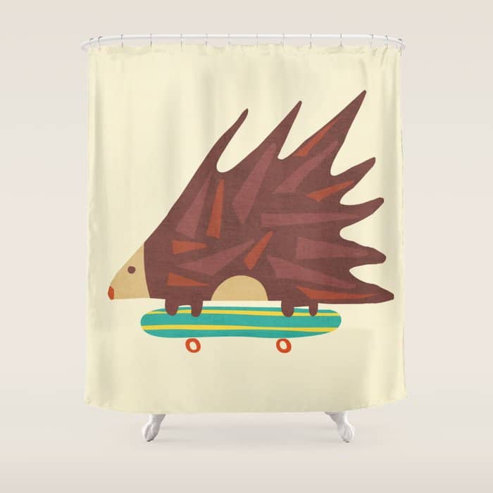 Hedgehog In Hair Raising Speed Shower Curtain