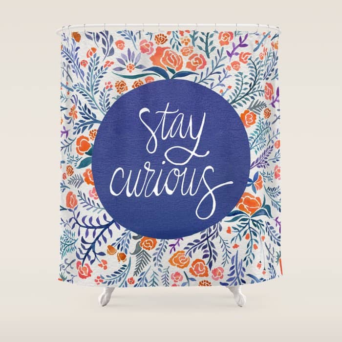 Stay Curious - Navy & Coral Shower Curtain